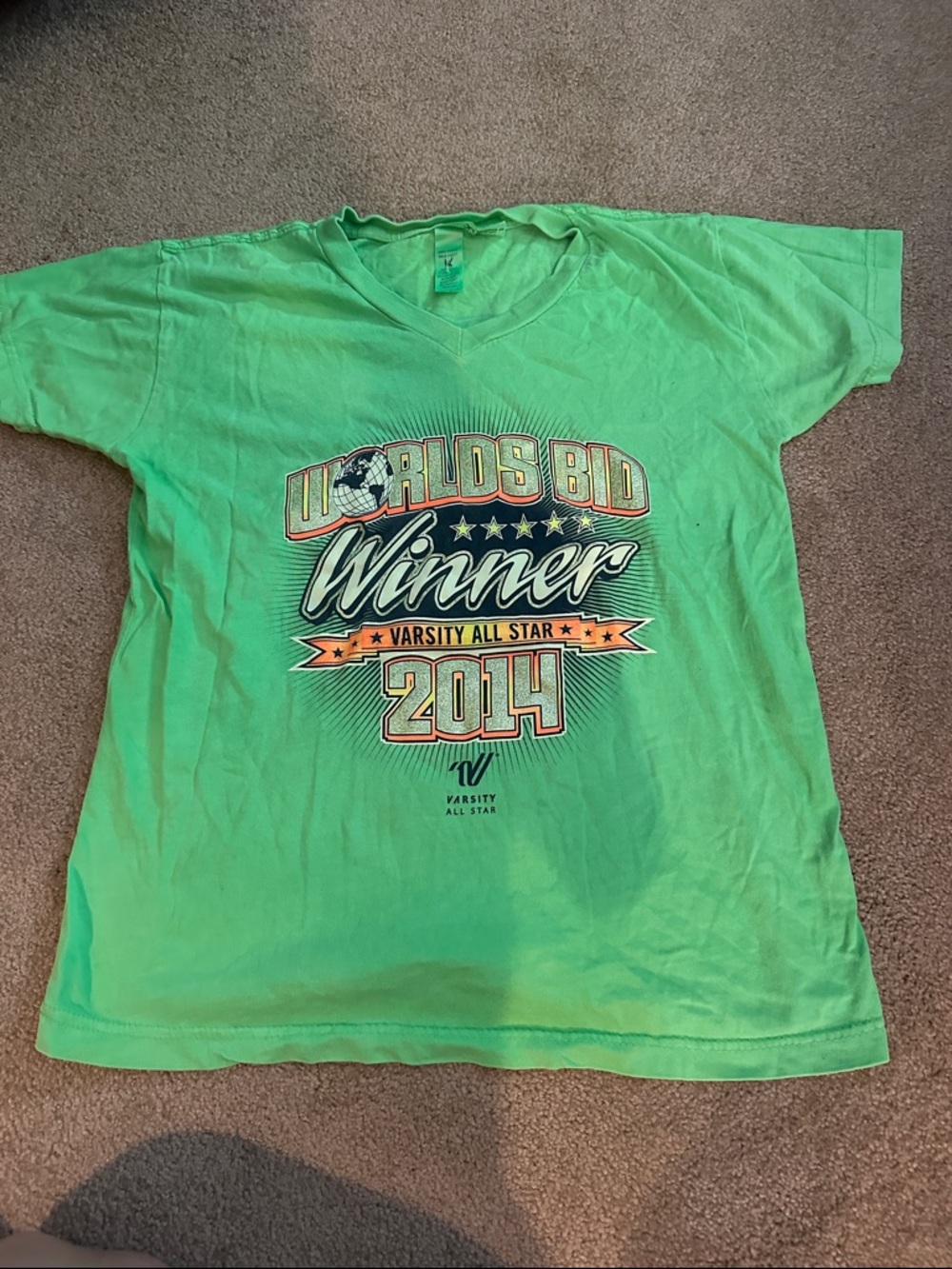 Kids Short-Sleeve Graphic Tee in Bright Green - Varsity Winner Design